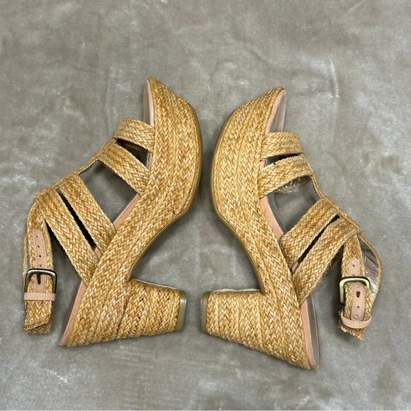 Stuart Weitzman Tan Jute Weavit Platform Sandals Size 6 - Picture 6 of 12